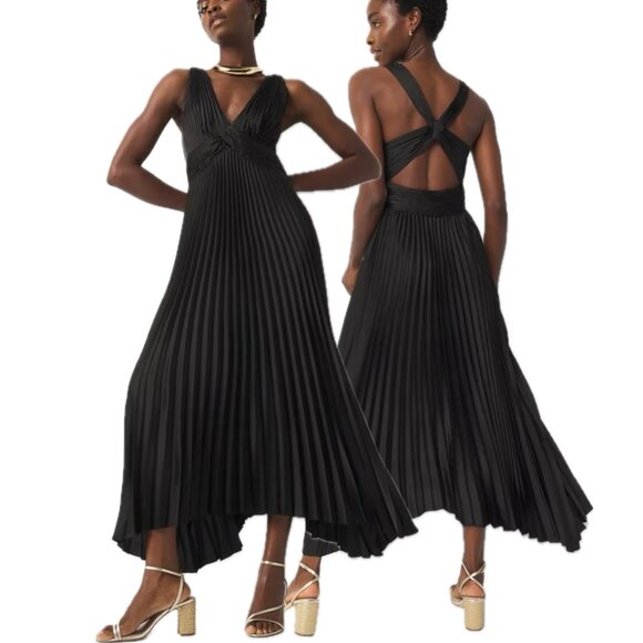 chinese dress ladies (Official) Lblc The Label / Vikki Pleated Maxi Dress / Vegan / Cruelty Free / Black / M main image 1